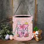 Gepersonaliseerd schattig Bunny initiaal 1-3 portret foto ontwerp herbruikbare paasmand met handvat en naam Paaseierenjacht cadeau voor kinderen
