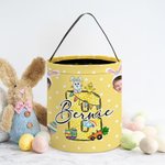 Gepersonaliseerd schattig Bunny initiaal 1-3 portret foto ontwerp herbruikbare paasmand met handvat en naam Paaseierenjacht cadeau voor kinderen