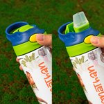 Personalisierte Primitive Alter Dinosaurier Name 12oz isolierte Wasserflasche mit Silikon Stroh auslaufsicher Deckel und Griff Geburtstagsgeschenk für Kinder