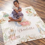 Gepersonaliseerde Pasen Peter Rabbit Zachte Throw Deken met Naam Home Decor Pasen Verjaardag Baby Shower Gift voor Pasgeboren Kinderen
