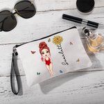 Gepersonaliseerd schattig strand meisje geboorte bloem make-up tasje met naam strand reis accessoires bruiloft verjaardag feest cadeau voor haar
