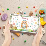 Boîte en fer blanc personnalisée avec nom pour les oeufs de Pâques Bunny Cartoon Character Biscuit Accessoires de rangement pour Pâques Cadeau pour les filles