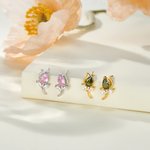 Personalizada piedra de nacimiento Minimalista Tulipán Flor Stud Pendientes Cumpleaños Día de San Valentín Regalo para las mujeres