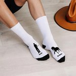Personalized Horse and Owner Silhouette Soft Mid-calf Socks with Name Birthday Anniversary Gift for Equestrian Horse Lover