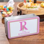 Personalised Peter Rabbit Plaid Biscuit Tin Box with Name and Initial Easter Party Storage Accessories Gift for Kids