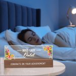 Personalized Floral Boss Lady Name LED Night Light with Text and Wooden Base Home Decor Birthday Gift for Women Leaders