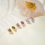 Personalizada piedra de nacimiento Minimalista Tulipán Flor Stud Pendientes Cumpleaños Día de San Valentín Regalo para las mujeres