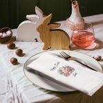 Personalisierte schlafende Hase in einem Korb Leinen wiederverwendbare Serviette mit Namen Tischdekoration Ostern Housewarming Geschenk für Familie