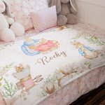 Gepersonaliseerde Pasen Peter Rabbit Zachte Throw Deken met Naam Home Decor Pasen Verjaardag Baby Shower Gift voor Pasgeboren Kinderen