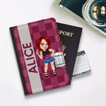 Henkilökohtainen Y2K Cartoon Character PU Nahka Passinhaltija nimi ja korttipaikat Travel Essential syntymäpäivälahja miehille naisille