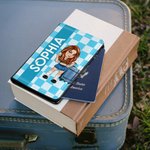 Henkilökohtainen Y2K Cartoon Character PU Nahka Passinhaltija nimi ja korttipaikat Travel Essential syntymäpäivälahja miehille naisille