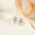 Personalizada piedra de nacimiento Minimalista Tulipán Flor Stud Pendientes Cumpleaños Día de San Valentín Regalo para las mujeres