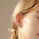 Personalizada piedra de nacimiento Minimalista Tulipán Flor Stud Pendientes Cumpleaños Día de San Valentín Regalo para las mujeres