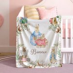 Gepersonaliseerde Pasen Peter Rabbit Zachte Throw Deken met Naam Home Decor Pasen Verjaardag Baby Shower Gift voor Pasgeboren Kinderen