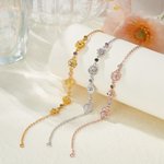 Personalized Dainty 1-5 Birth Flower Birthstone Mixed Charm Bracelet Family Jewelry Mother's Day Anniversary Birthday Gift for Women