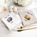 Personalisierte schlafende Hase in einem Korb Leinen wiederverwendbare Serviette mit Namen Tischdekoration Ostern Housewarming Geschenk für Familie