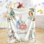 Gepersonaliseerde Pasen Peter Rabbit Zachte Throw Deken met Naam Home Decor Pasen Verjaardag Baby Shower Gift voor Pasgeboren Kinderen