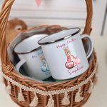 Personalised Happy Easter Bunny Egg 12oz Enamel Mug with Name Easter Party Birthday Gift for Kids Family