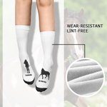 Personalized Horse and Owner Silhouette Soft Mid-calf Socks with Name Birthday Anniversary Gift for Equestrian Horse Lover