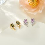 Personalizada piedra de nacimiento Minimalista Tulipán Flor Stud Pendientes Cumpleaños Día de San Valentín Regalo para las mujeres