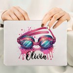 Borsa cosmetica personalizzata con nome per gli occhiali da nuoto rosa Regalo per gli amanti del nuoto Team Coach