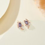 Personalizada piedra de nacimiento Minimalista Tulipán Flor Stud Pendientes Cumpleaños Día de San Valentín Regalo para las mujeres