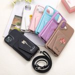 Etui de téléphone en cuir pour iPhone avec longue bandoulière et porte-cartes Cadeau d'anniversaire pour les femmes et les filles