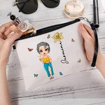 Gepersonaliseerd schattig strand meisje geboorte bloem make-up tasje met naam strand reis accessoires bruiloft verjaardag feest cadeau voor haar