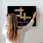 Personalised Family Crossword Puzzle Art Canvas Poster Framed Frameless Painting with Name and Title Home Decor Housewarming Gift for Family Friends