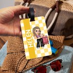 Étiquette de Bagage Personnalisée avec Nom et Personnage Style Y2K Accessoire de Voyage Cadeau Anniversaire pour Femme Homme