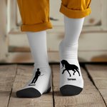Personalized Horse and Owner Silhouette Soft Mid-calf Socks with Name Birthday Anniversary Gift for Equestrian Horse Lover