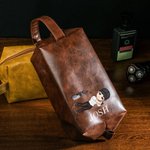 Personalisierte Cartoon Golf Charakter wasserdicht Leder Kulturtasche mit Namen und tragbaren Griff Reisezubehör Geburtstag Geschenk für Golfliebhaber