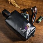 Personalisierte Cartoon Golf Charakter wasserdicht Leder Kulturtasche mit Namen und tragbaren Griff Reisezubehör Geburtstag Geschenk für Golfliebhaber