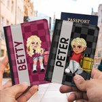 Henkilökohtainen Y2K Cartoon Character PU Nahka Passinhaltija nimi ja korttipaikat Travel Essential syntymäpäivälahja miehille naisille