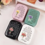 Personalized Birth Flower Bouquet Name Leather Jewelry Box with LED Three-color Adjustable Makeup Mirror Birthday Wedding Gift for Women Girls