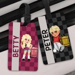 Étiquette de Bagage Personnalisée avec Nom et Personnage Style Y2K Accessoire de Voyage Cadeau Anniversaire pour Femme Homme