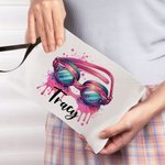 Borsa cosmetica personalizzata con nome per gli occhiali da nuoto rosa Regalo per gli amanti del nuoto Team Coach