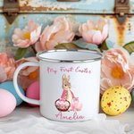 Personalised Happy Easter Bunny Egg 12oz Enamel Mug with Name Easter Party Birthday Gift for Kids Family