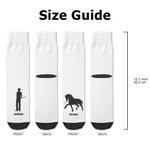 Personalized Horse and Owner Silhouette Soft Mid-calf Socks with Name Birthday Anniversary Gift for Equestrian Horse Lover