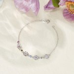 Personalized Dainty 1-5 Birth Flower Birthstone Mixed Charm Bracelet Family Jewelry Mother's Day Anniversary Birthday Gift for Women