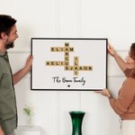 Personalised Family Crossword Puzzle Art Canvas Poster Framed Frameless Painting with Name and Title Home Decor Housewarming Gift for Family Friends