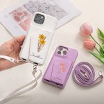 Etui de téléphone en cuir pour iPhone avec longue bandoulière et porte-cartes Cadeau d'anniversaire pour les femmes et les filles