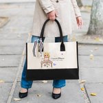 Personalizada Mariposa Dibujos Animados Mujer Lienzo Bolsa Tote con Nombre y Texto Cumpleaños Agradecimiento Oficina Regalo para Colegas Líderes