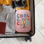 Personalisierte Cool Sister Club Leder-Schmuckkästchen mit LED dreifarbig einstellbar Make-up-Spiegel Reise wesentliche Geburtstagsgeschenk für Schwester