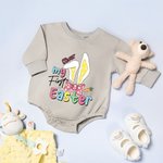 Personalized My First Easter Bunny Ears Bow 100% Cotton Long-sleeve Baby Bodysuit with Name Holiday Outfit Easter Baby Shower Gift for Newborns