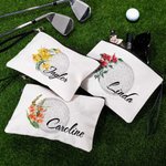 Gepersonaliseerde Geboorte Bloem Golf Cosmetische Tas met Naam Verjaardag Reis Accessoire Gift voor vrouwen Golf Lover