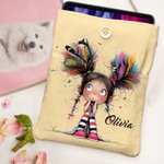 Personalisierte Lustiges-Mädchen Buchhülle mit Knopfverschluss Namen Schulanfang Geburtstag Geschenk für Leseratten Bücherwürmer