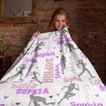 Personalisierte Running Girl World Cloud weiche Decke mit Namen Home Decor Geburtstagsgeschenk für Sportliebhaber