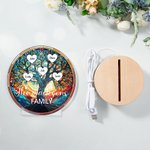 Gepersonaliseerd LED-nachtlampje in glas-in-loodstijl met 2-16 hartnamen en houten voet Home Decor Verjaardag Moederdagcadeau voor familie