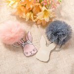 Personalisierte Multicolor niedlichen Kaninchen Gesicht Muttermal Foto Schlüsselanhänger mit Namen und Plüsch Ball Geburtstag Tasche Zubehör Geschenk für Kaninchenliebhaber